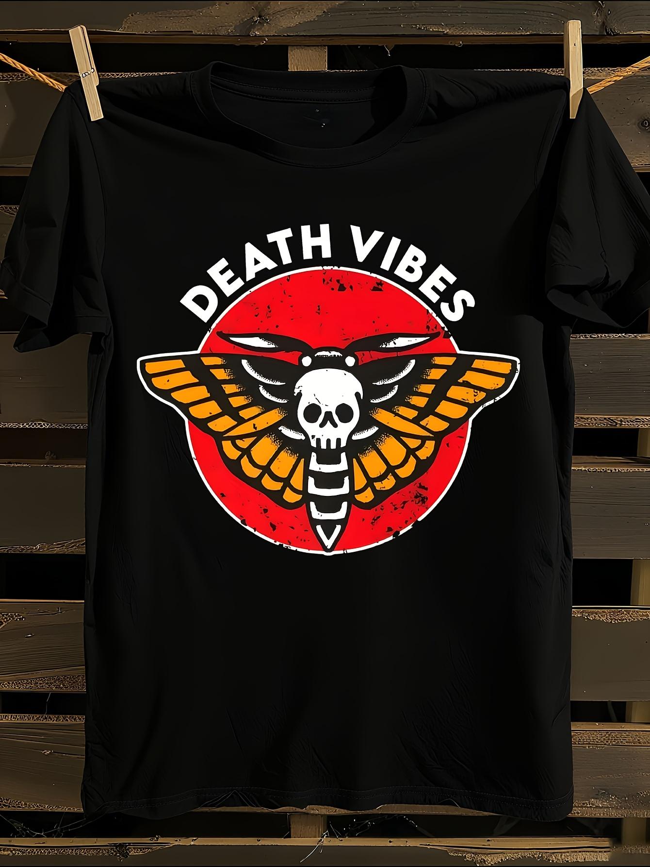 Death Vibes Gothic Moth and Skull Logo T-shirt XL