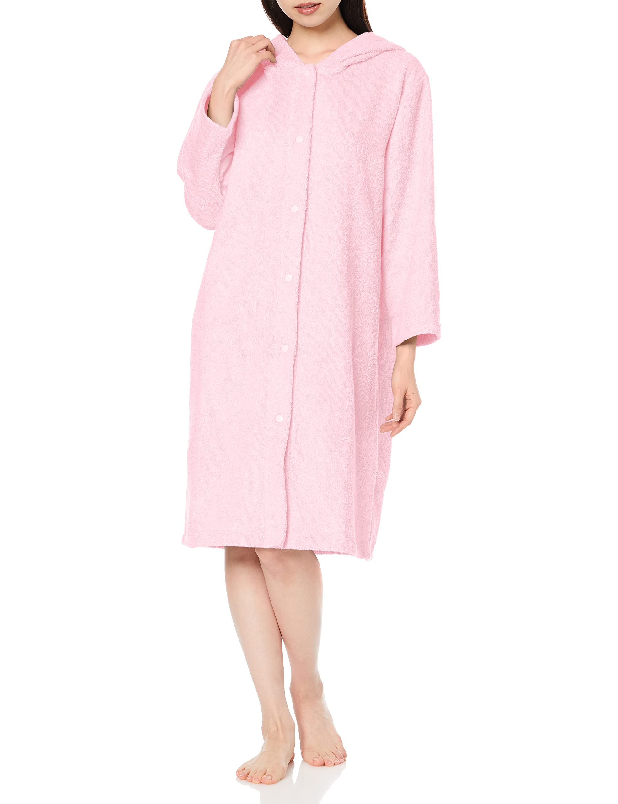 

pile hooded bathrobe pink Double-sided M-LL