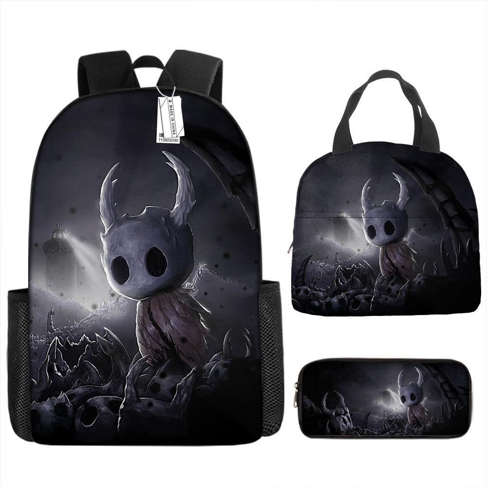Luxusní Novinka Kreativní Cool Nový Hollow Knight 3D Tisk 3ks/Sada žák Školní tašky Batoh na notebook Denní batoh Batoh Taška na oběd Pouzdro na tužky