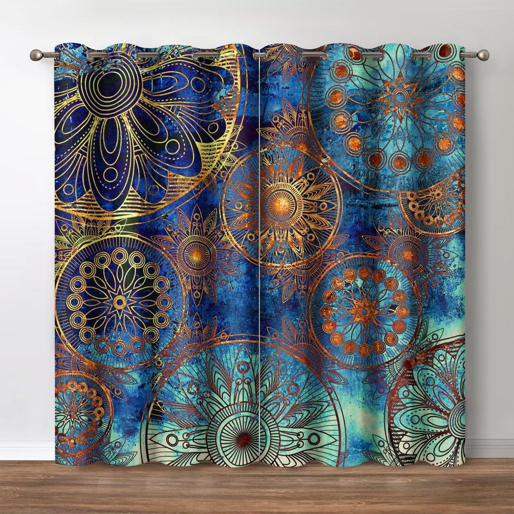 Tende oscuranti indiane mandala per camera da letto design bohémien occhielli termoisolanti stanza tende drappeggi alta ombreggiatura 2 pezzi