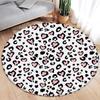 Brown Leopard Print Round Carpet Fashion Animal Fur Pattern Woman Girl Living Room Bedroom Flannel Floor Rugs Home Decorative