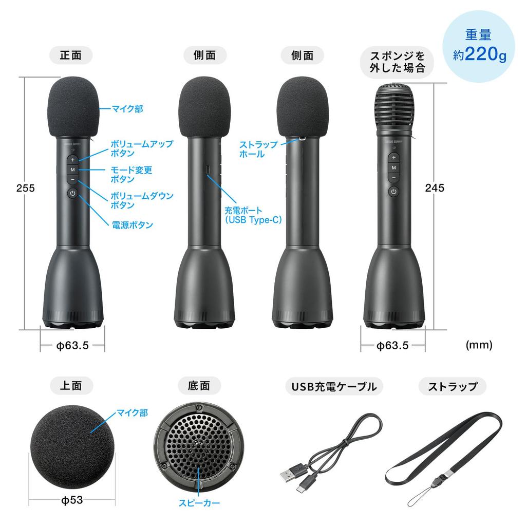 Sanwa Supply Handheld Portable Speaker MM-SPAMP18 Microphone-Type (Bluetooth Compatible)