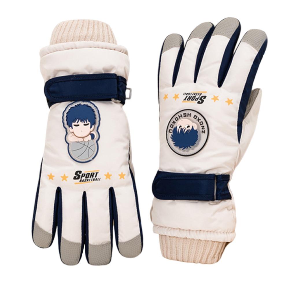 

Утепленные зимние теплые перчатки плюс бархатные велосипедные перчатки милые детские лыжные перчатки белый