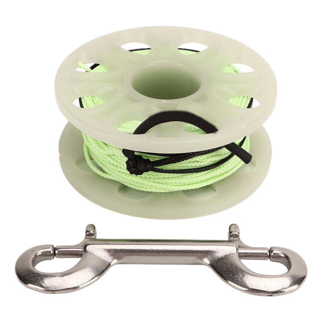 Diving Reel 30m Diving Finger Spool Reel with Double Ended Hook Fluorescent Green