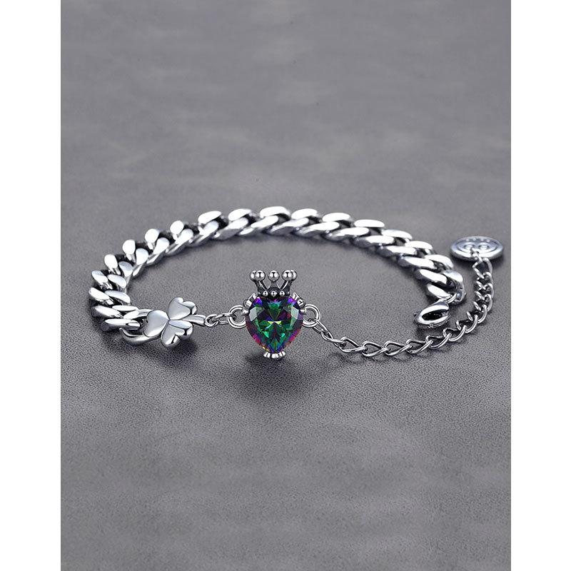 Niche Design Crown Heart-shaped Zircon Retro Tai Bracelet Female Personality Punk High-end Bracelet