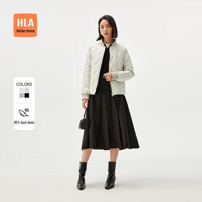 HLA Women's Baseball Collar White Duck Down Jacket