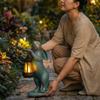 Lanterna Solar de Coelho em Resina Impermeável Alimentada por Energia Solar Estátuas de Animais para Jardim Iluminação Noturna Fofa Figuras de Coelho Caminho de Jardim
