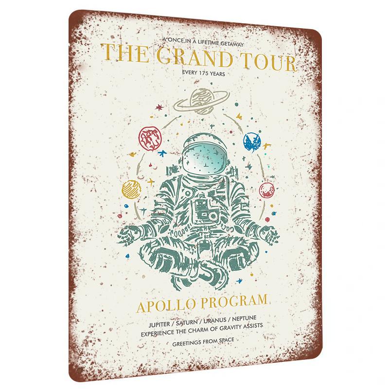 

Astronaut Spaceman The Grand Tour Vintage Metal Tin Sign Wall Art Decor for Home Living Room Bedroom Office 20x30cm（7.8x11.8inch）