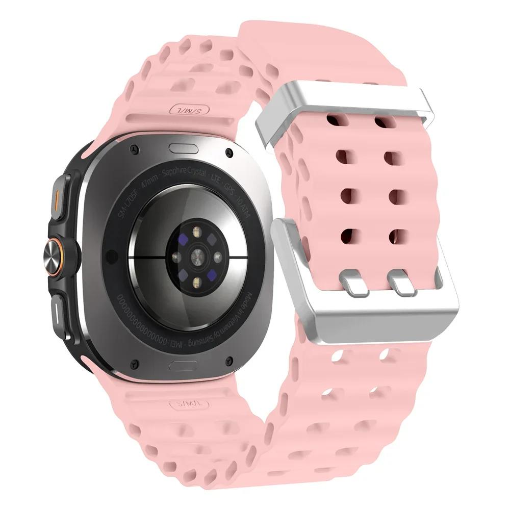 Marine Band For Samsung Galaxy Watch Ultra 2025/7 Ultra Accessories Two Color Sport Silicone Bracelet Galaxy Watch Ultra Straps