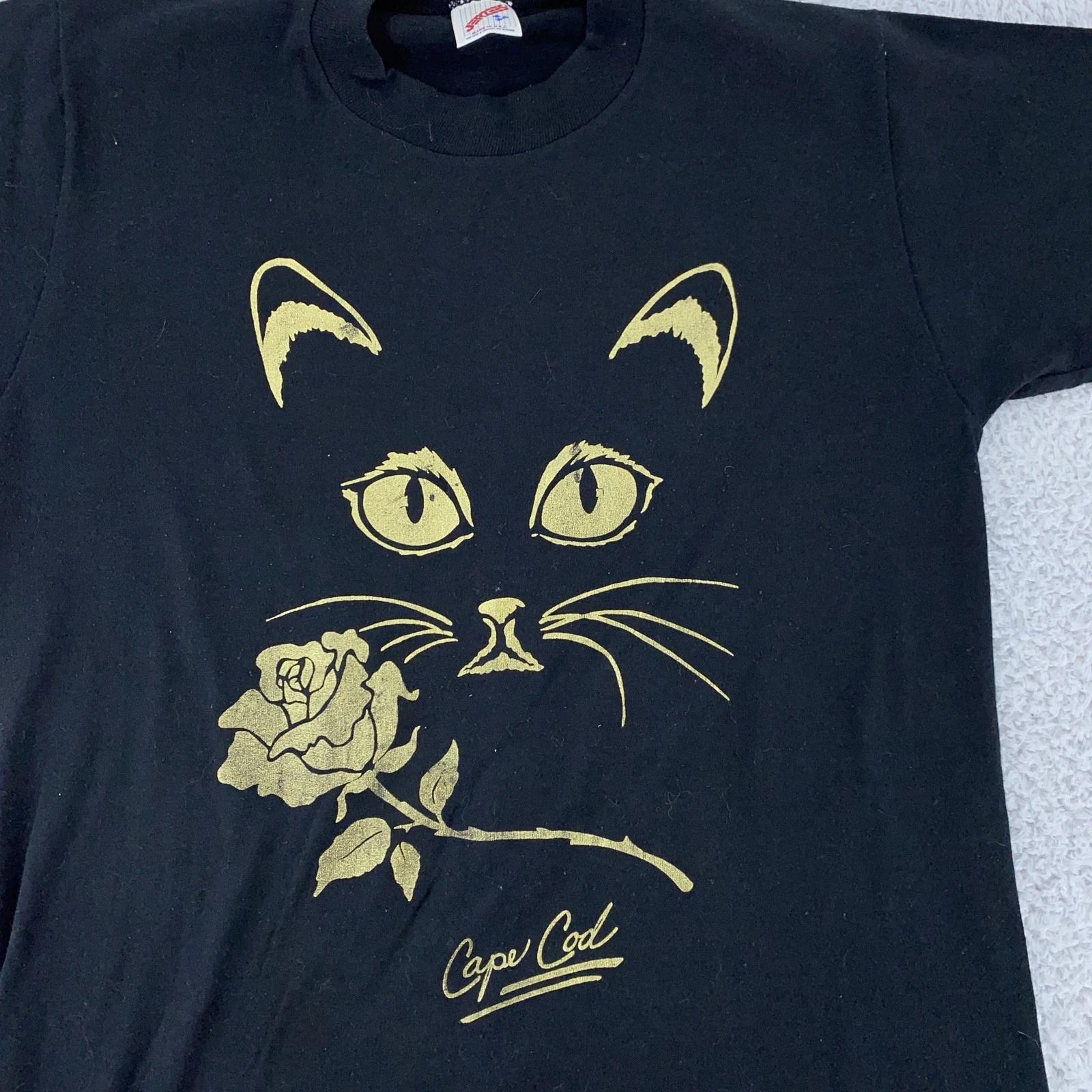 Vintage Cape Cod Cat Shirt XS/S Graphic Tee Nature Rose Made USA 80s 90s S