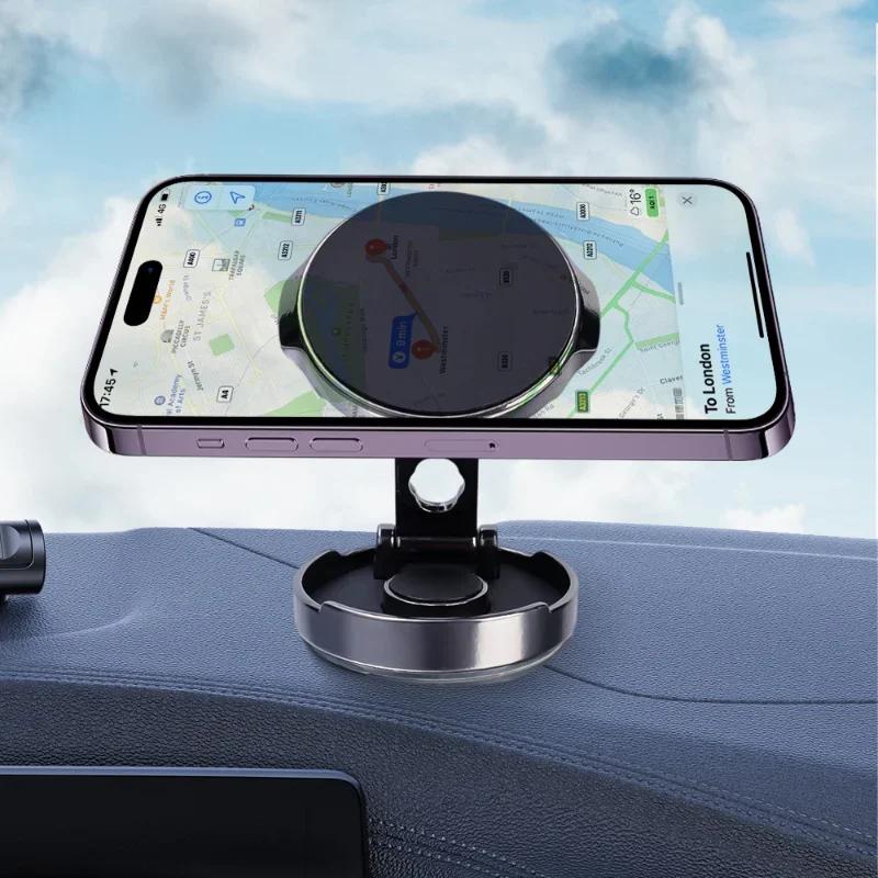 720° skládací stojan na mobilní telefon do auta Silný magnetický držák do auta Podpora kulatého držáku pro univerzální držáky na telefony