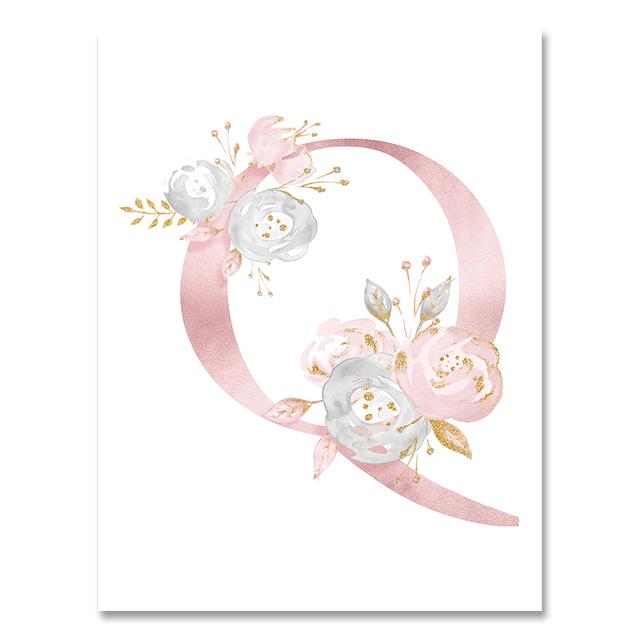 Personalized Poster Baby Name Custom Canvas Painting Nursery Prints Pink Flowers Wall Art Pictures For Girls Room Decoration No Frame