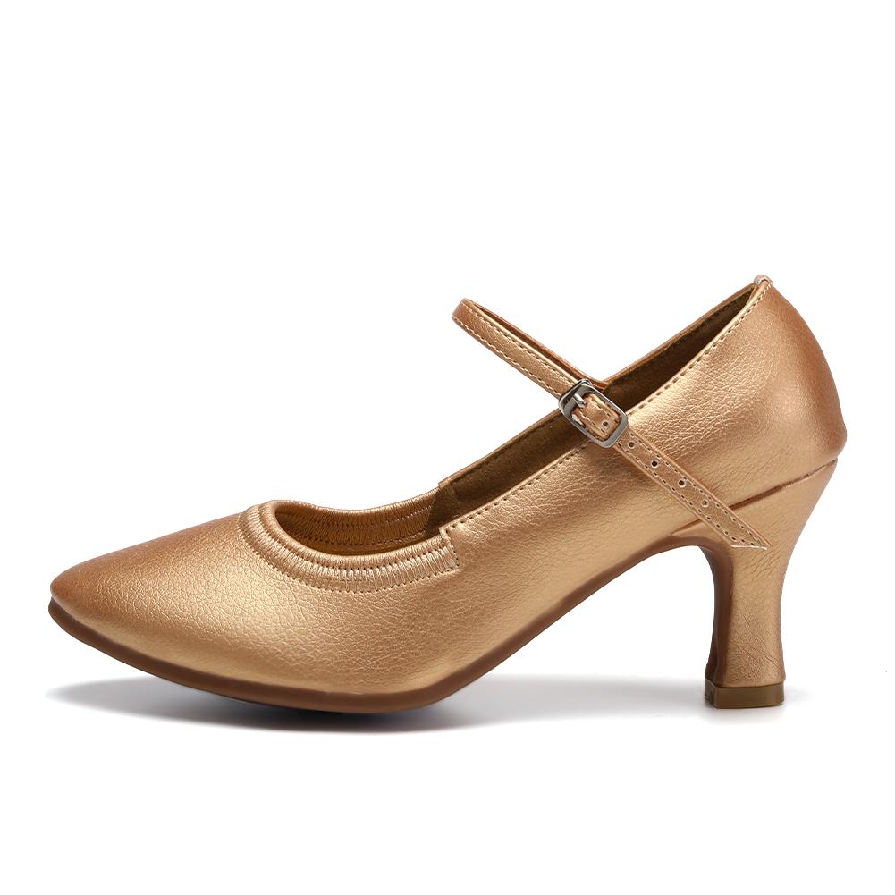 Damskie buty do tańca nowoczesnego z zamkniętymi palcami, miękka podeszwa, średnie obcasy, buty do tańca towarzyskiego