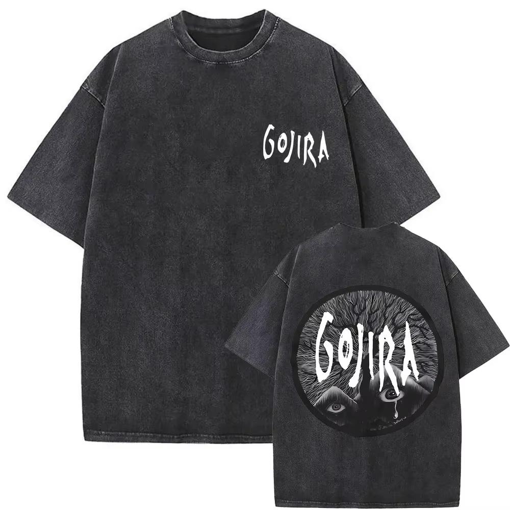 2026 Summer Fashion Trendy Tee Washed Vintage Metal Band Gojira T-shirt From Mars To Sirius Flying Whales Snake Graphic T-shirts
