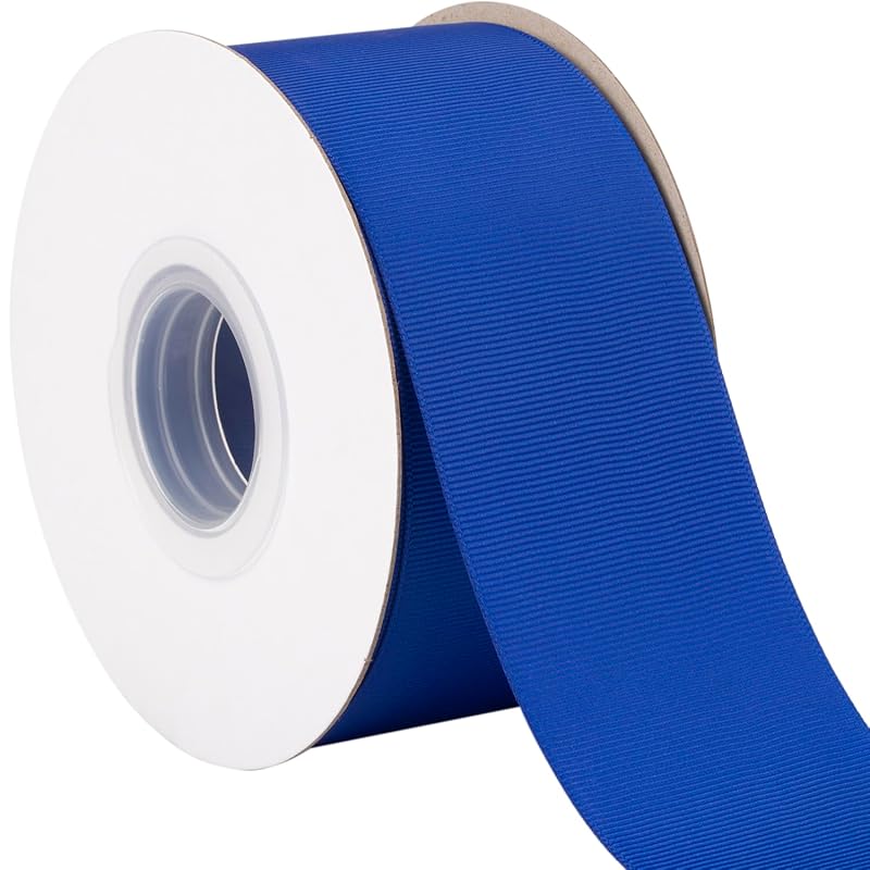 [Tekdeere]Width 50mm Solid Cobalt Grosgrain Ribbon, Perfect for Gift Wrapping, Sewing, Hair Accessories, Wedding Decorations - 22 Meters/roll