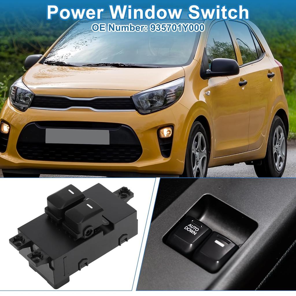 Power Window Switch No.935701Y000 Front Left Driver Side Window Control Switch for Kia Picanto 2011-2016 Black