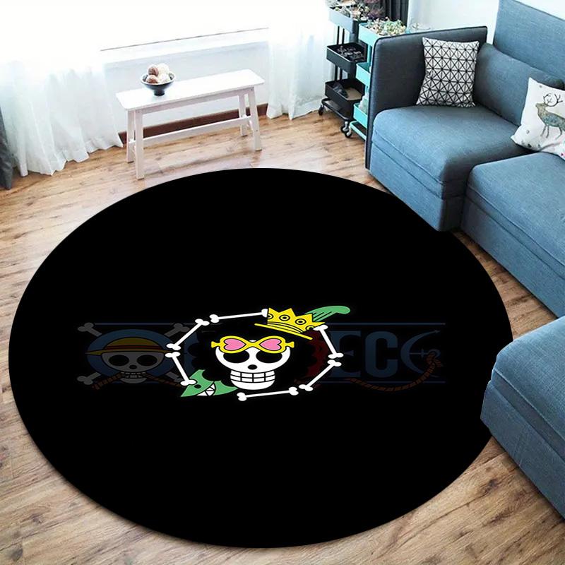 One Piece Logo Round Area Rug Carpet Rug For Living Room Bedroom Sofa Playroom Decor Nonslip Floor Mat