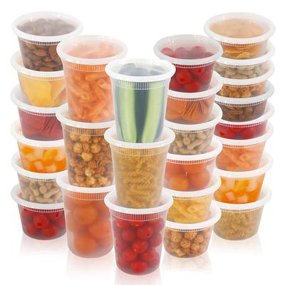 Caja de almacenamiento de alimentos de 20 piezas con tapa hermética, redonda, transparente, de grado alimenticio, sin BPA, congelador, apto para microondas, preparación de comidas, Deli, contenedor de embalaje de alimentos para llevar