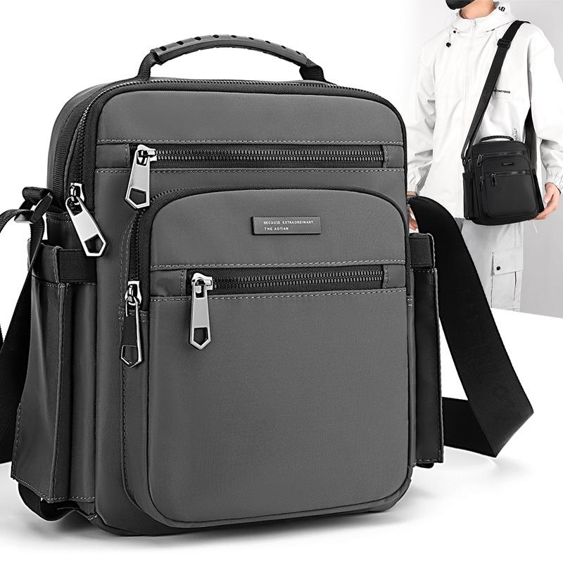 Men's Multi-Layer Business Crossbody Briefcase with Water Bottle Holder