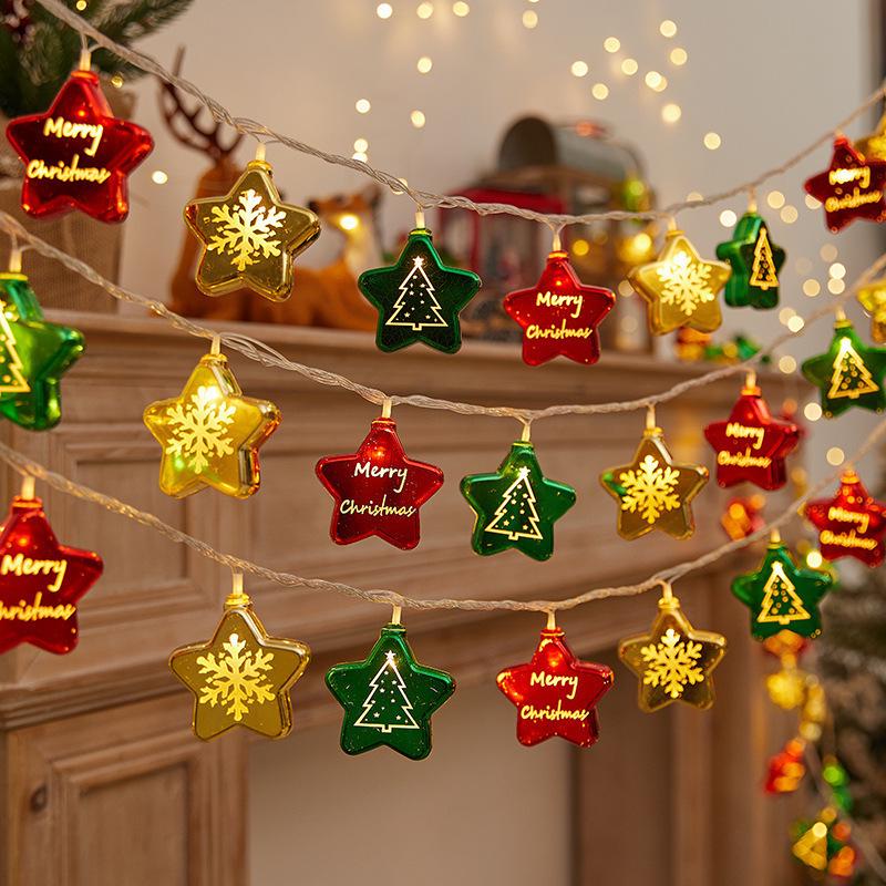 LED Electroplated Round Star String Lights: Christmas Tree and Atmosphere Decoration