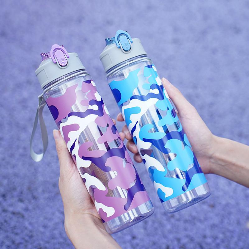 Camouflage Sports Plastic Cup With Oneclick Flip Lid For Outdoor Kids And Students