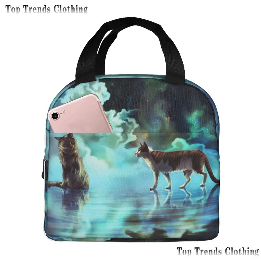 Warriors Cats Isolerad Lunchväska för Kvinnor Vattentät Termisk Kylväska Lunch Tote för Kontorsarbete Skola Termiska Väskor