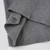 Women's European & American Style Grey Twist Slim-fit Pleated V-neck Long Sleeve Top