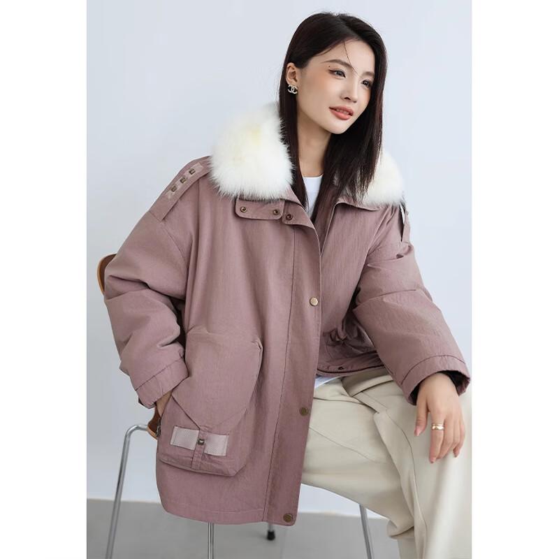 

Kaiser Жіноча зимова парка з хутряним коміром з лисиці та підкладкою з кролячого хутра One Size