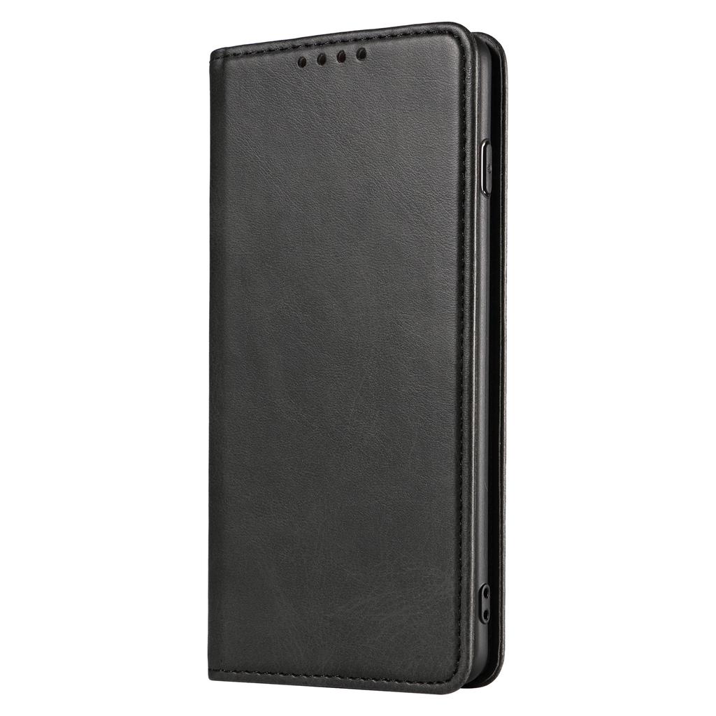 For Samsung Galaxy S10 Calf Texture Wallet Phone Cover Auto-absorbed Magnetic Leather Stand Phone Case