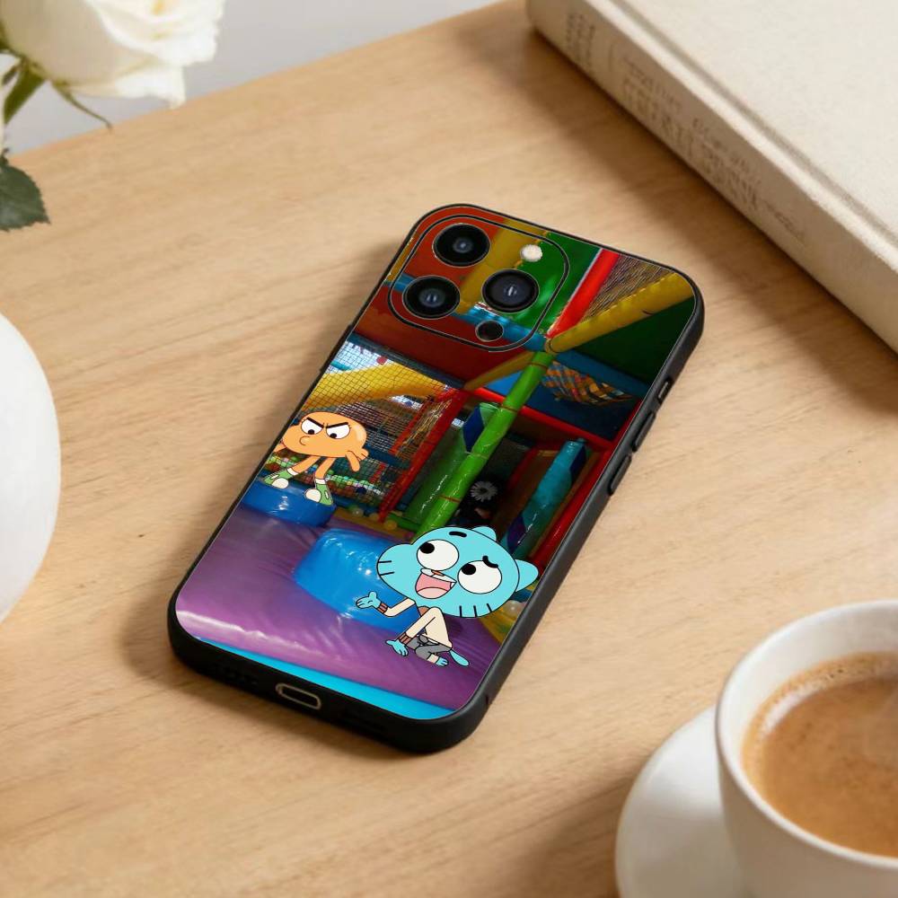 

J-Gumball and Darwin Phone Case For iPhone17,16,15,14,13,12 Plus,Max Soft Silicone Black Cover iPhone12
