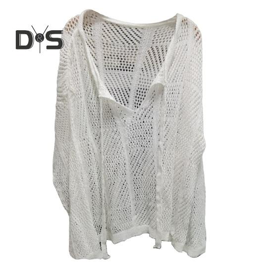 Pánský svetr podzim zima dutý elastická stahovací šňůrka dlouhý rukáv jednobarevný pletený pulovr top výstřih do V střední délka teplé pletené zboží