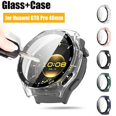 Glass+Case for Huawei Watch GT6 Pro 46mm Glass Anti-scratch Screen Protector & Hard PC Protective Bumper for GT 6 Accessories