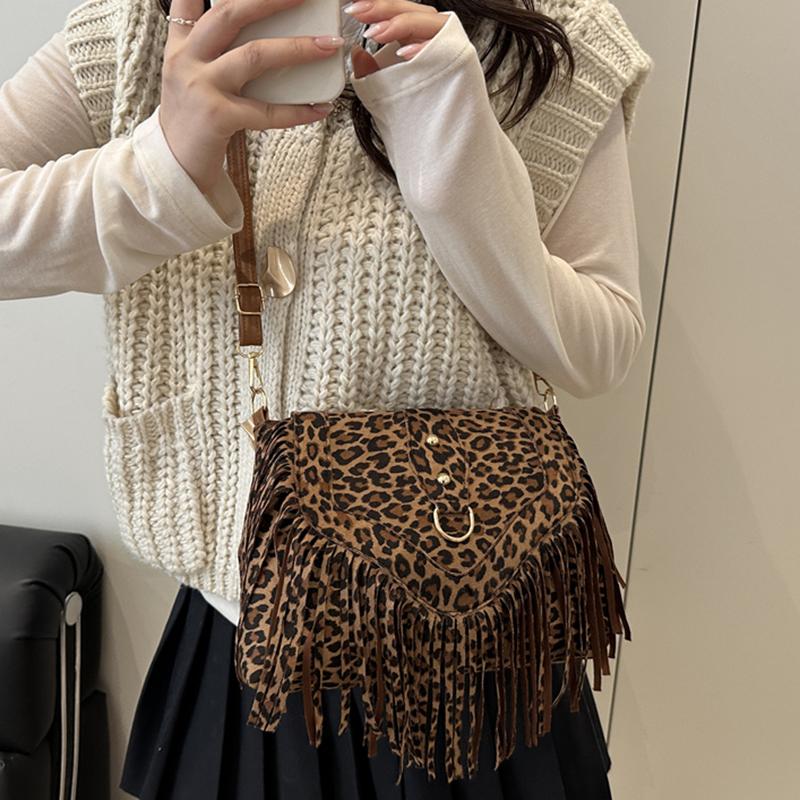 Fashionable Bohemian Tassel Crossbody Bag Women Single Shoulder Mobile Bag Vintage Suede Leather Handbag Commuting Travel Handba