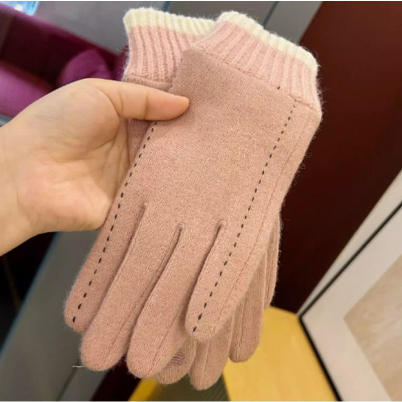 Warm gloves women's wool driving cold-proof piled thickened outdoor windproof riding winter gloves