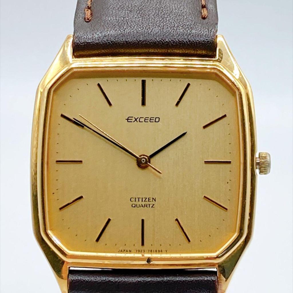 Used 627 CITIZEN EXCEED Men's Watch Quartz Square Battery Replaced