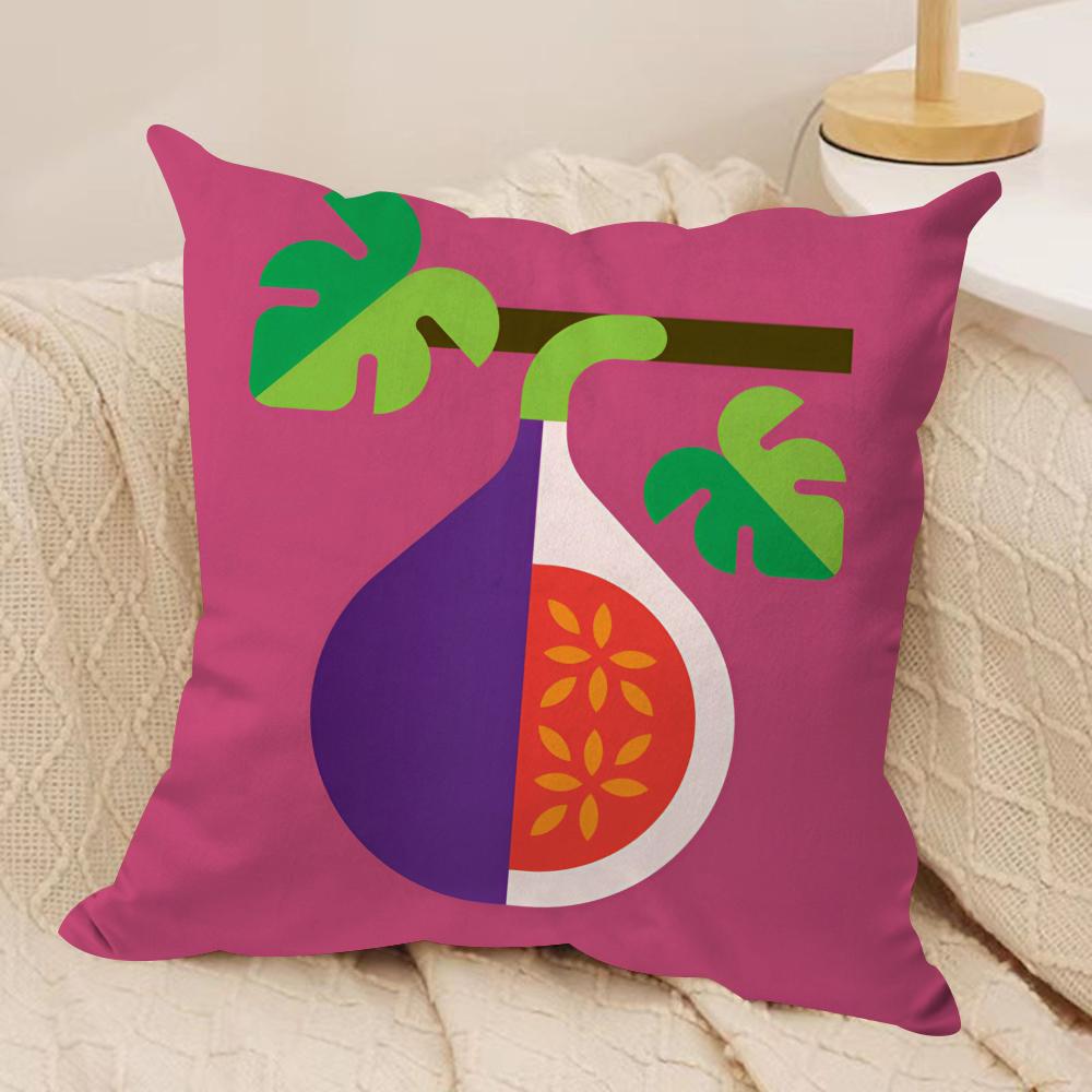 Fruits Anime Simple Cushion Cover Soft Plush Fabric Double-Sided Printed Sofa Cushion Cover for All Seasons Home Decor Gift