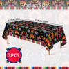3 Pieces 54 x 108 Inches Mexican Fiesta Plastic Tablecloth, Disposable Rectangle Table Covers with Floral and Serape Stripe for Cinco de Mayo, Taco