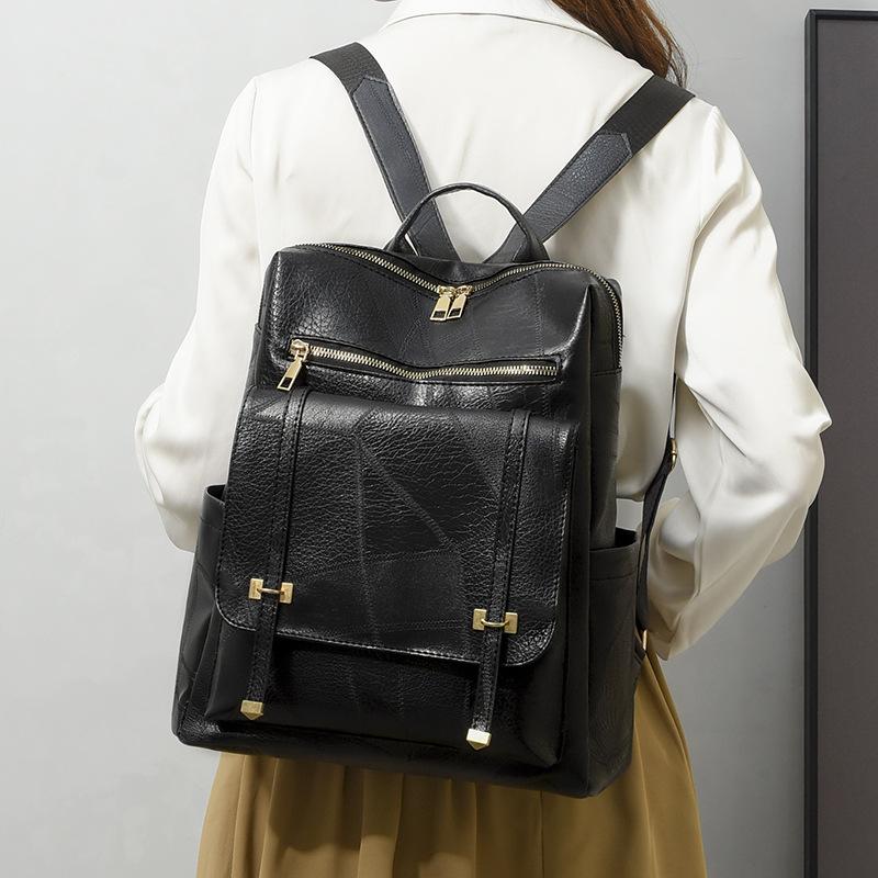 

PU Soft Leather Large Capacity Backpack хакі