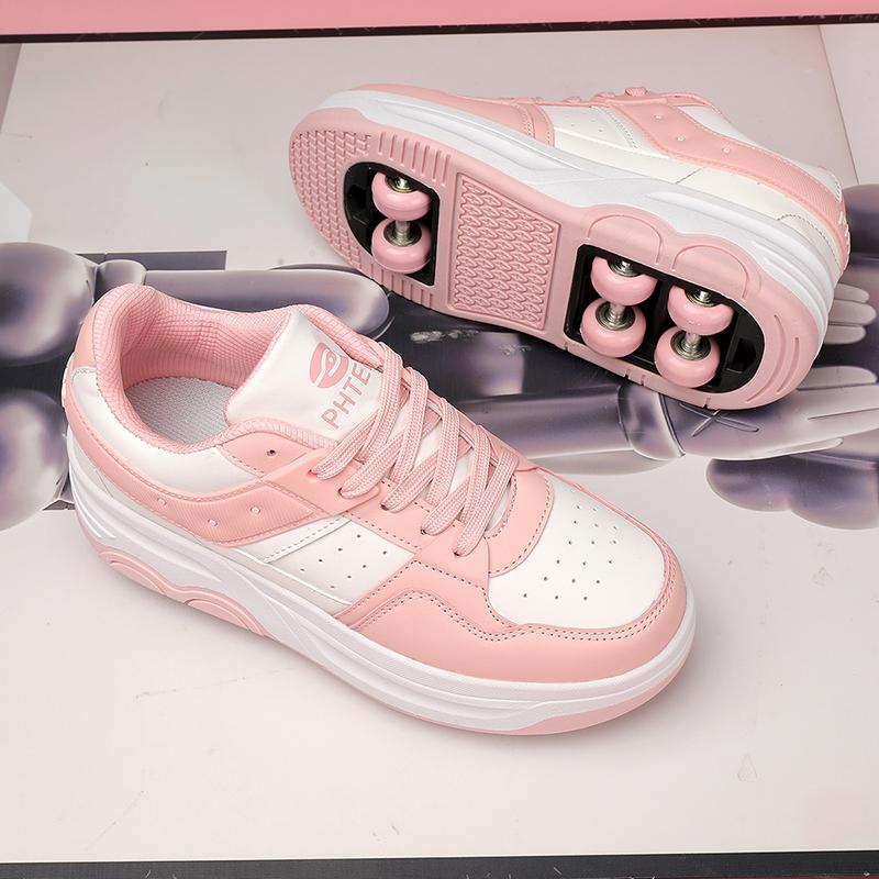 Student Roller Skates for Kids, 6-Wheeled Unisex Skates with Removable Wheels and Straps