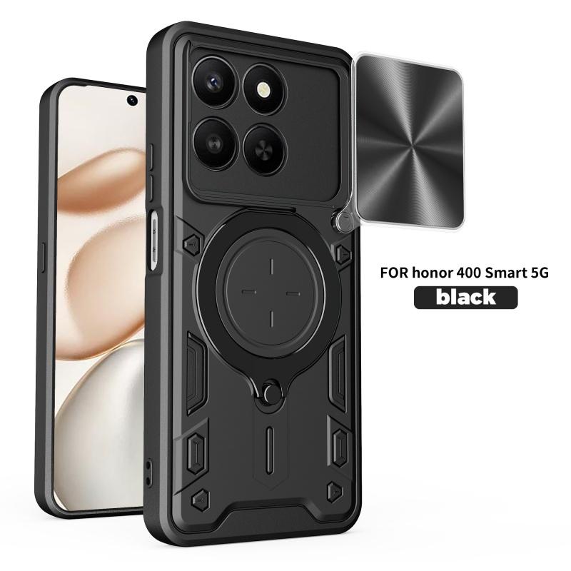 Etui For Honor 400 Smart 5G Global z osłoną obiektywu, Pancerne, Odporne na wstrząsy Etui na telefon Coque For Honor X7D 5G z uchwytem na pierścień