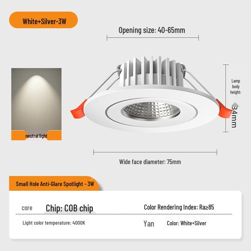 Downlight LED Mic 3W/5W, Gaură 4-6 cm, Spot COB pentru Living & Vitrină Vinuri