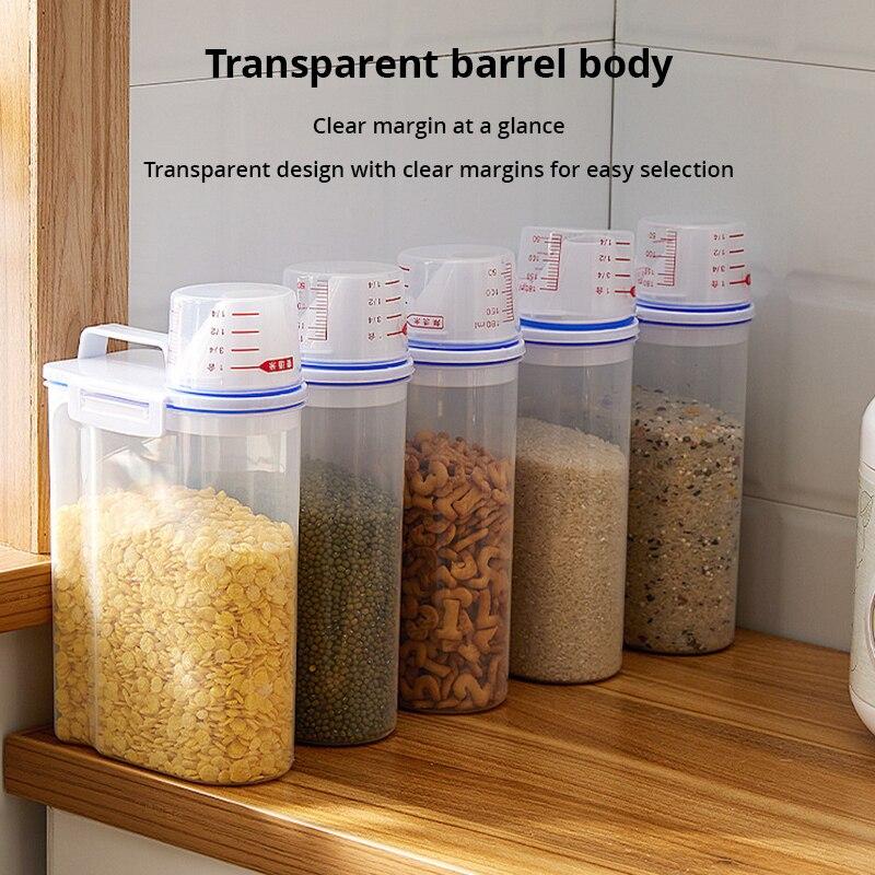 1/2pc 2.5L Food Storage Bucket Box Large Capacity Portable Moistureproof Storage Tank with Scale Cup Food Bucket PP Container