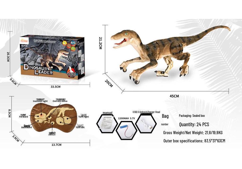 Children's 2.4G Wireless Remote Control Mechanical Dinosaur with Lights and Sound