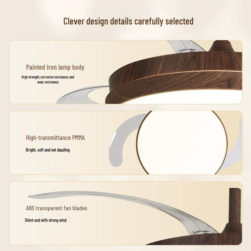 Modern Chinese-Style Ceiling Fan with Light for Living, Bedroom, and Dining Rooms