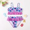Girls Two Piece Bikini Set Swimwear Tankini Top with Adjustable Straps and Ruffle Detail Bottoms for Beach Pool Water Activities