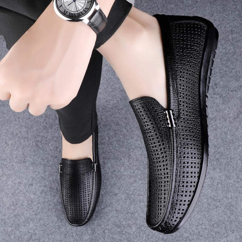 

Мужская обувь 2025 лето новая мужская повседневная кожаная обувь на мягкой подошве уличная универсальная перфорированная дышащая обувь Doudou 46