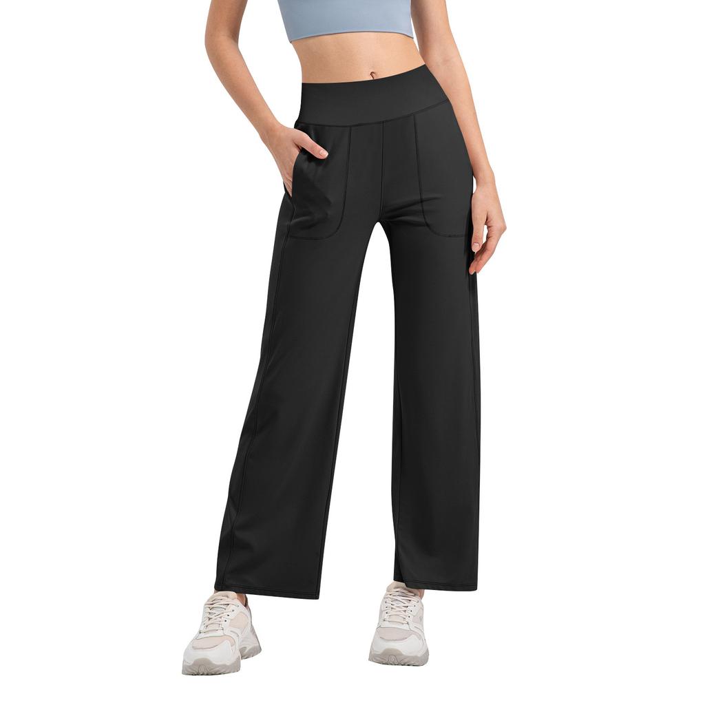 Women's High Waist Wide Leg Yoga Pants with Pockets Stretchy Fitness Trousers Bootcut Casual Lounge Bottoms