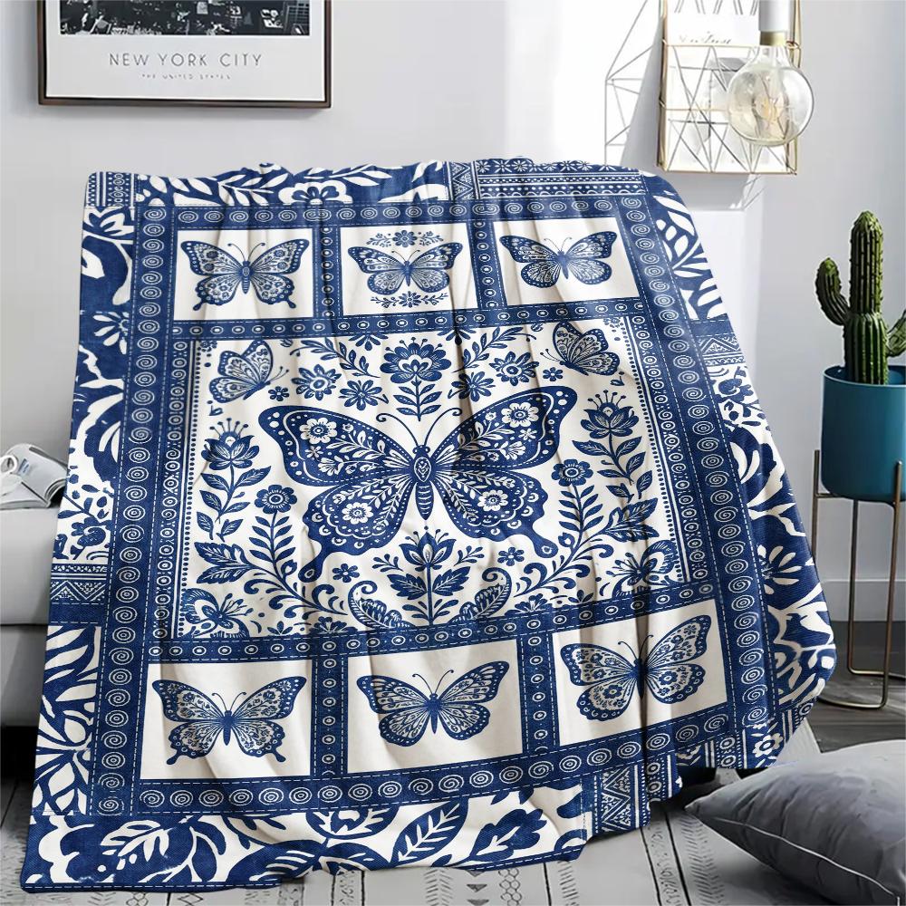 Butterfly Decoration Print Flannel Blanket, High Quality Comfortable for All Seasons, Home Decor, Warmth and Comfort, Perfect for Christmas Gifts30