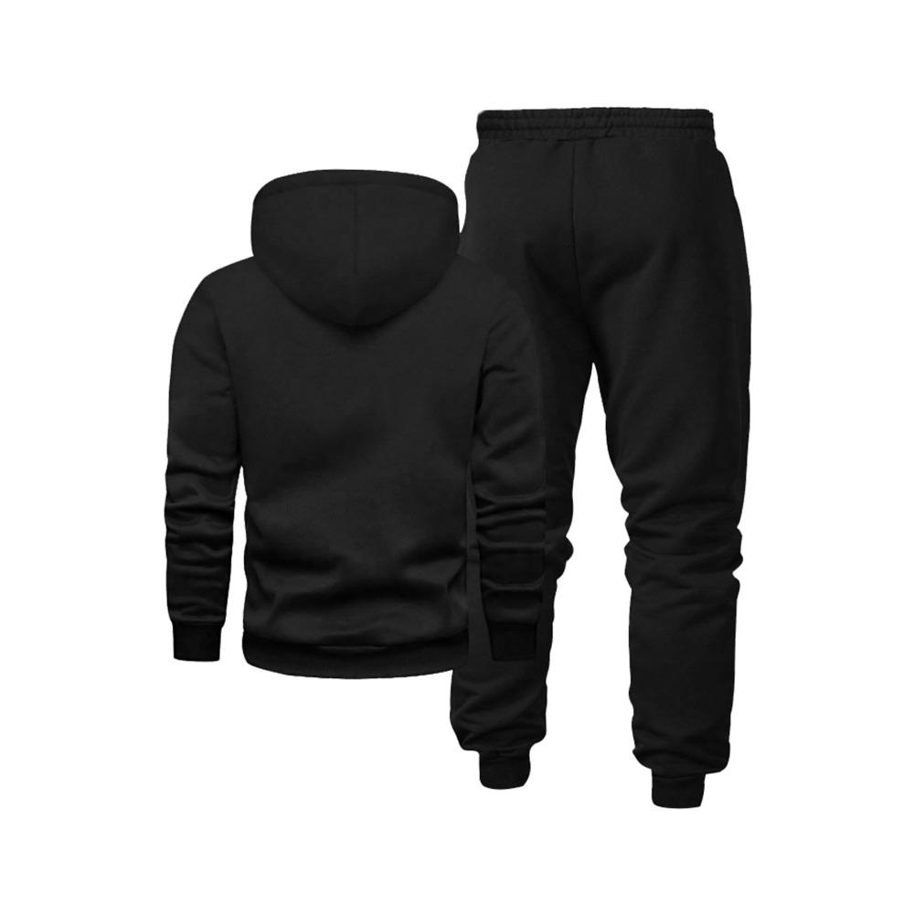 Men's Vacation Style Printed Sportswear and Pants Set, Casual Sportswear Drawstring Pants Set, Autumn and Winter Men's Outdoor 2 Piece Set