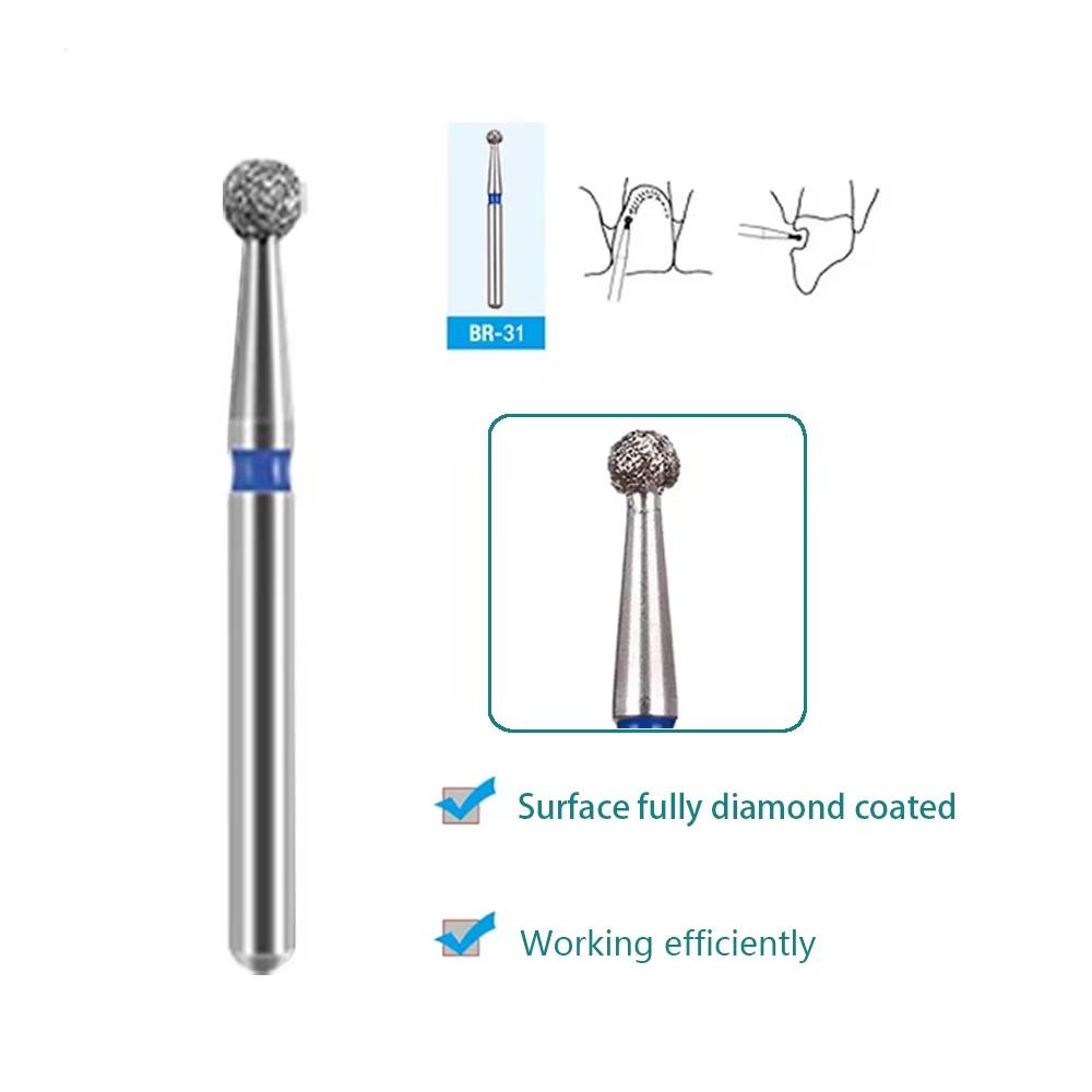 50pcs Dental High Speed Burs High Speed Handpiece Turbine Diamond Burs Diamond Polishing Tooth Preparation Dentist Material